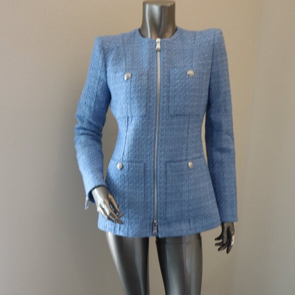 Veronica Beard Agni Dickey Jacket Skylight Tweed Zip Jacket Fit is LG New Tags - Picture 5 of 10